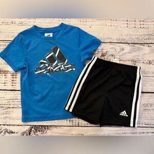 Adidas 2 Piece Set Blue Black 2T EUC Toddler Boys
